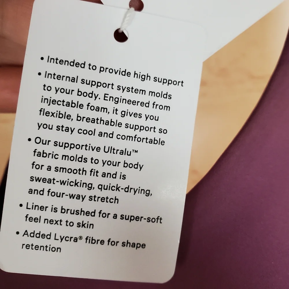 SOLD Lululemon Air Support Bra Womens Size 38C Vintage Plum High Impact Running - Picture 7 of 11